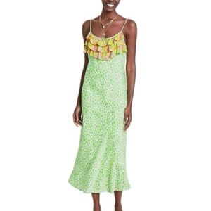 Rixo X Target leopard floral ruffle maxi slip dress